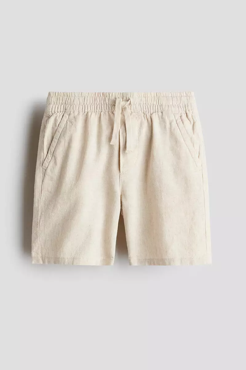 Linen-blend drawstring shorts