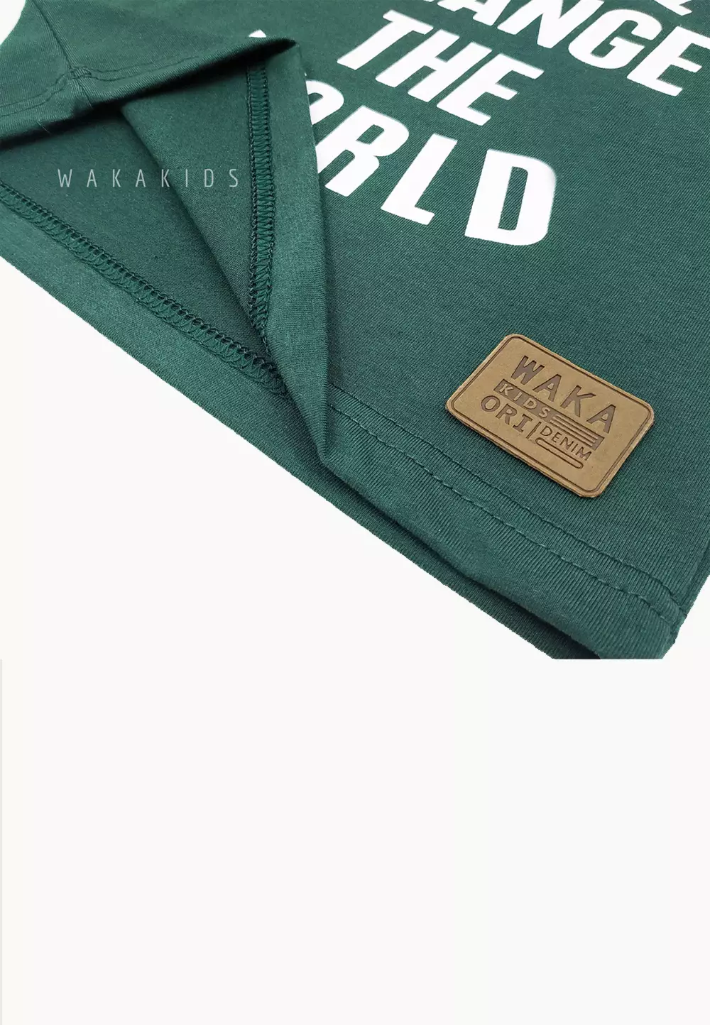 Wakakids Baju Atasan Kaos Anak Laki Laki Usia 1 Tahun Hingga 4 Tahun Motif I Will Change The World 4126 WKATS Hijau