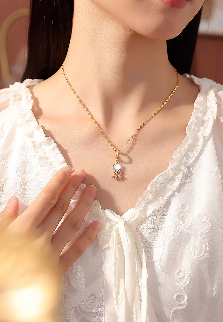 Kalung Wanita Korea Original Zirconia Moonstone Fashion Style Cewek Necklaces
