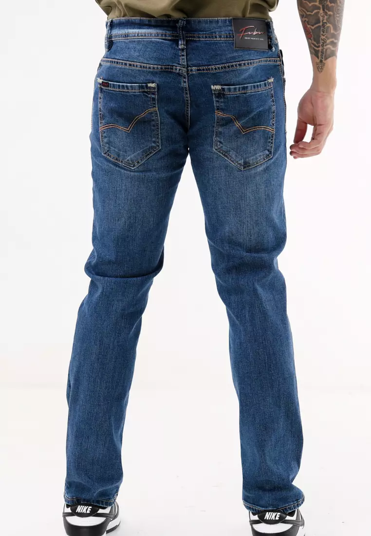 Denim Long Pants Slim Tapered Fit Stretch