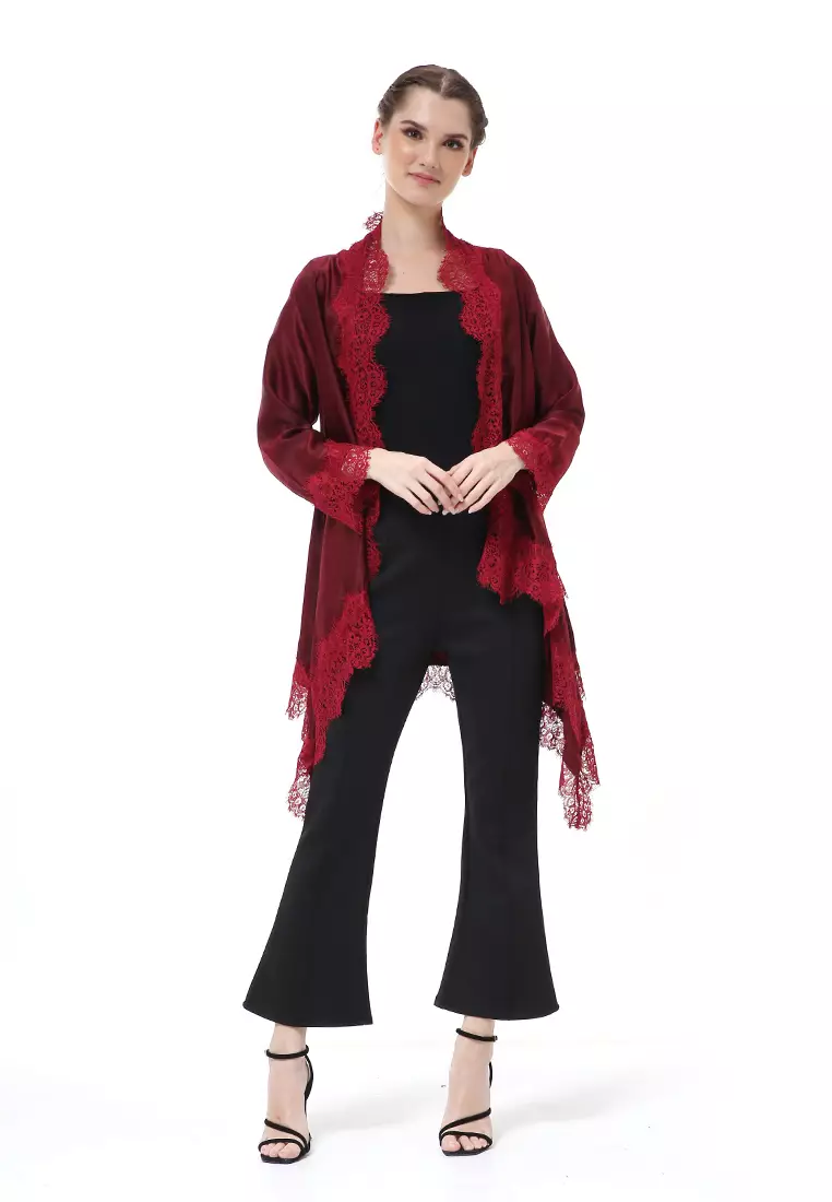 Reine Atasan Wanita Outer Kebaya Traditional Design Material Silk ORIGINAL - Maroon