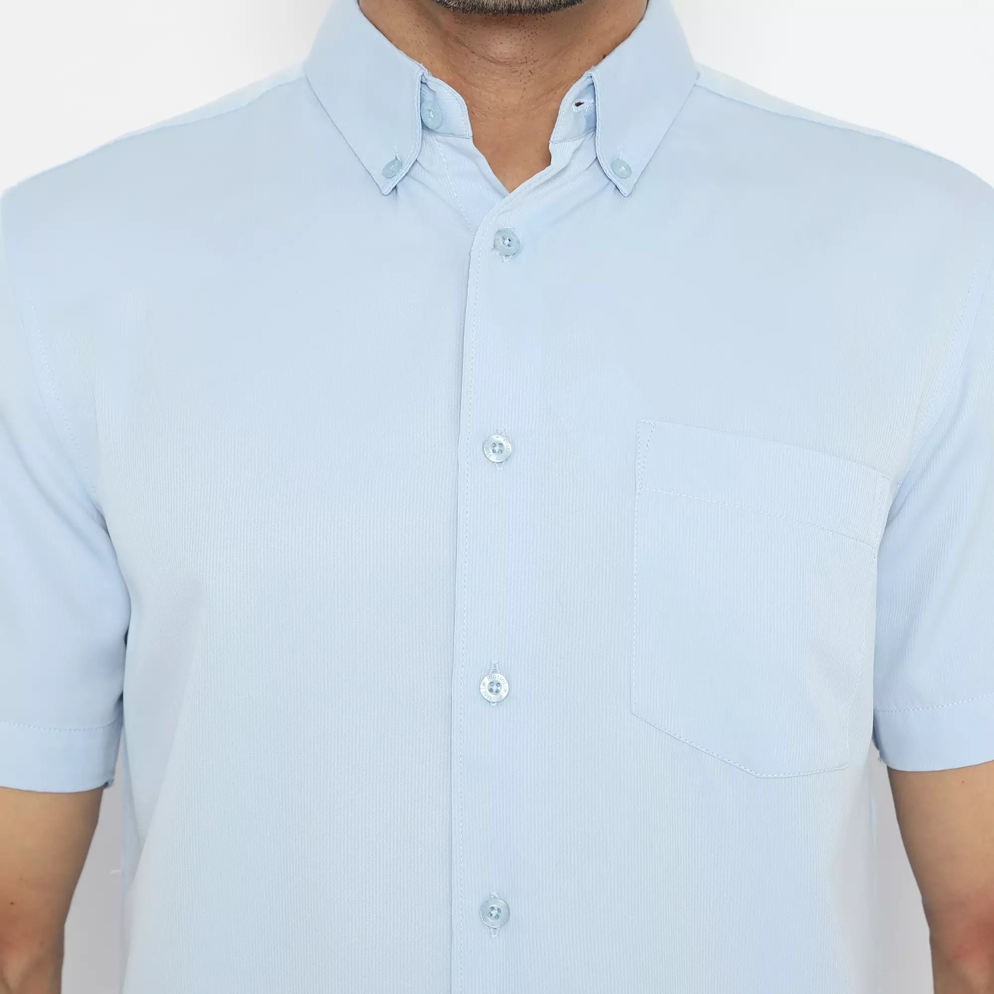 Platini Baju Kemeja Polos Basic Pria Pendek Polinosic Light Blue 63106