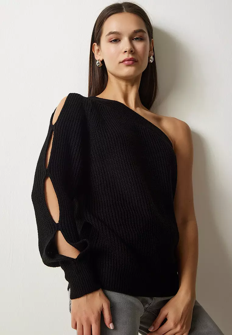 One shoulder knitted best sale sweater