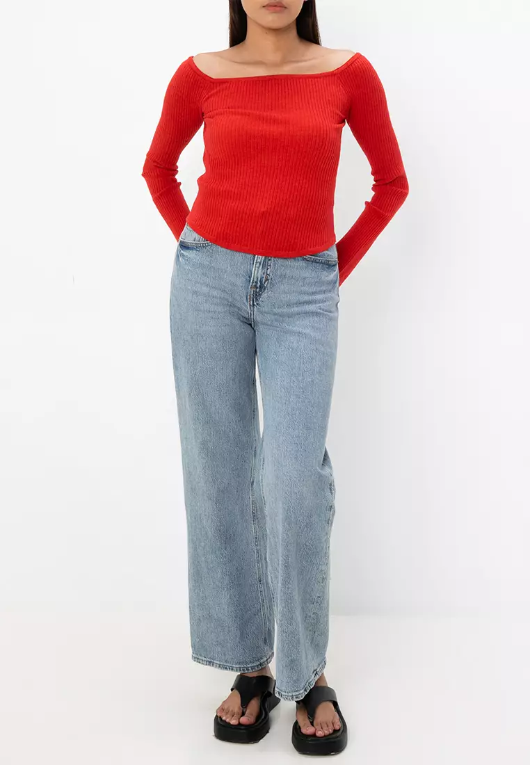 Everfine Curve Hem Off Shoulder Top