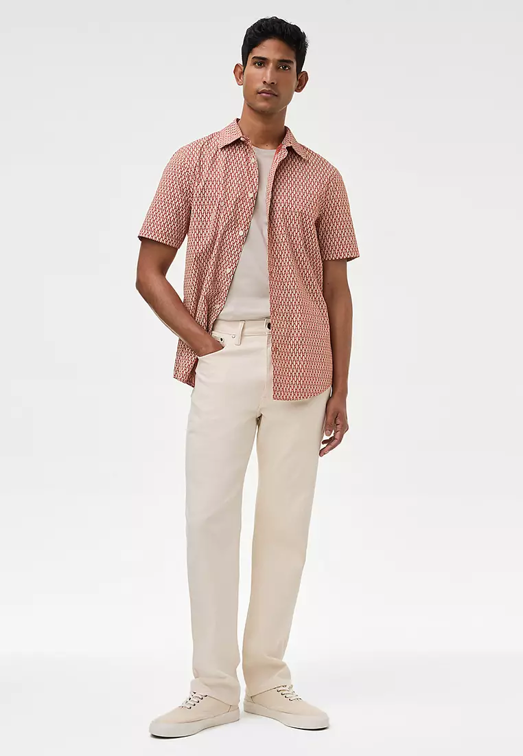 Easy Iron Pure Cotton Geometric Print Shirt