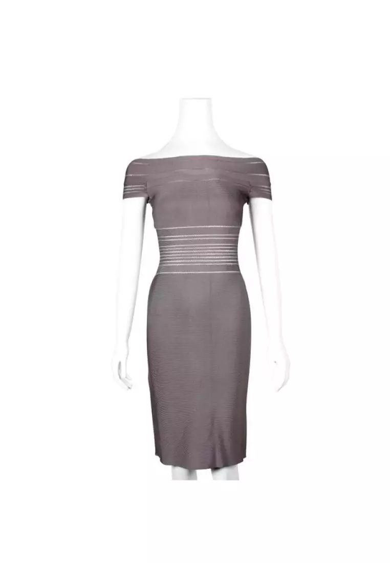 Buy Hervé Léger Pre-Loved HERVE LEGER Dark Grey Bandage Dress with Scoop  Neck Online