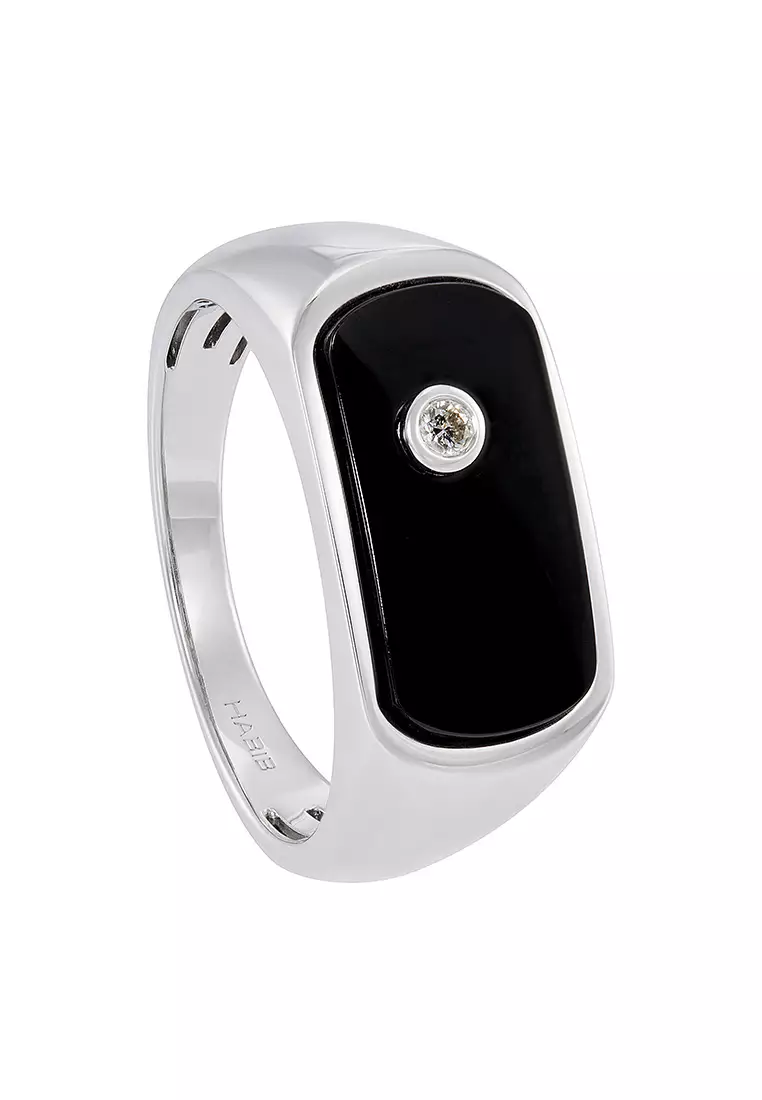Buy HABIB HABIB Rectangular Black Agate and Diamond Men's Ring in