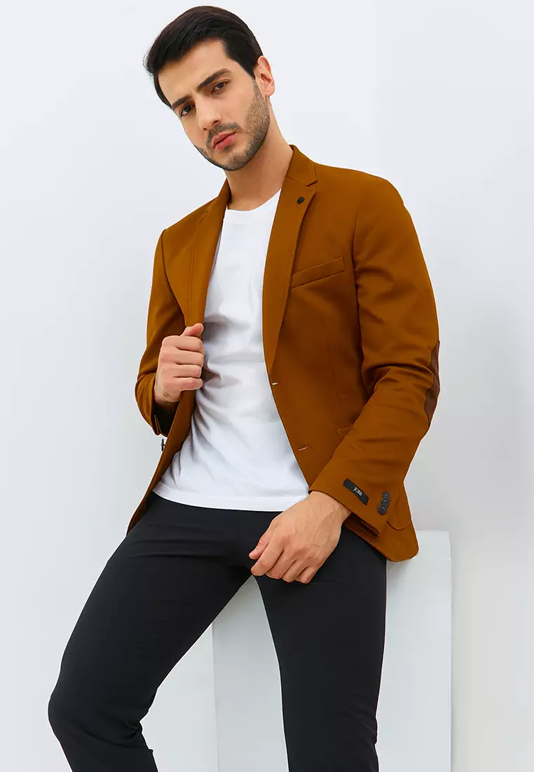 Jobb Hofland-T2 Jas Pria Slim Fit Mustard