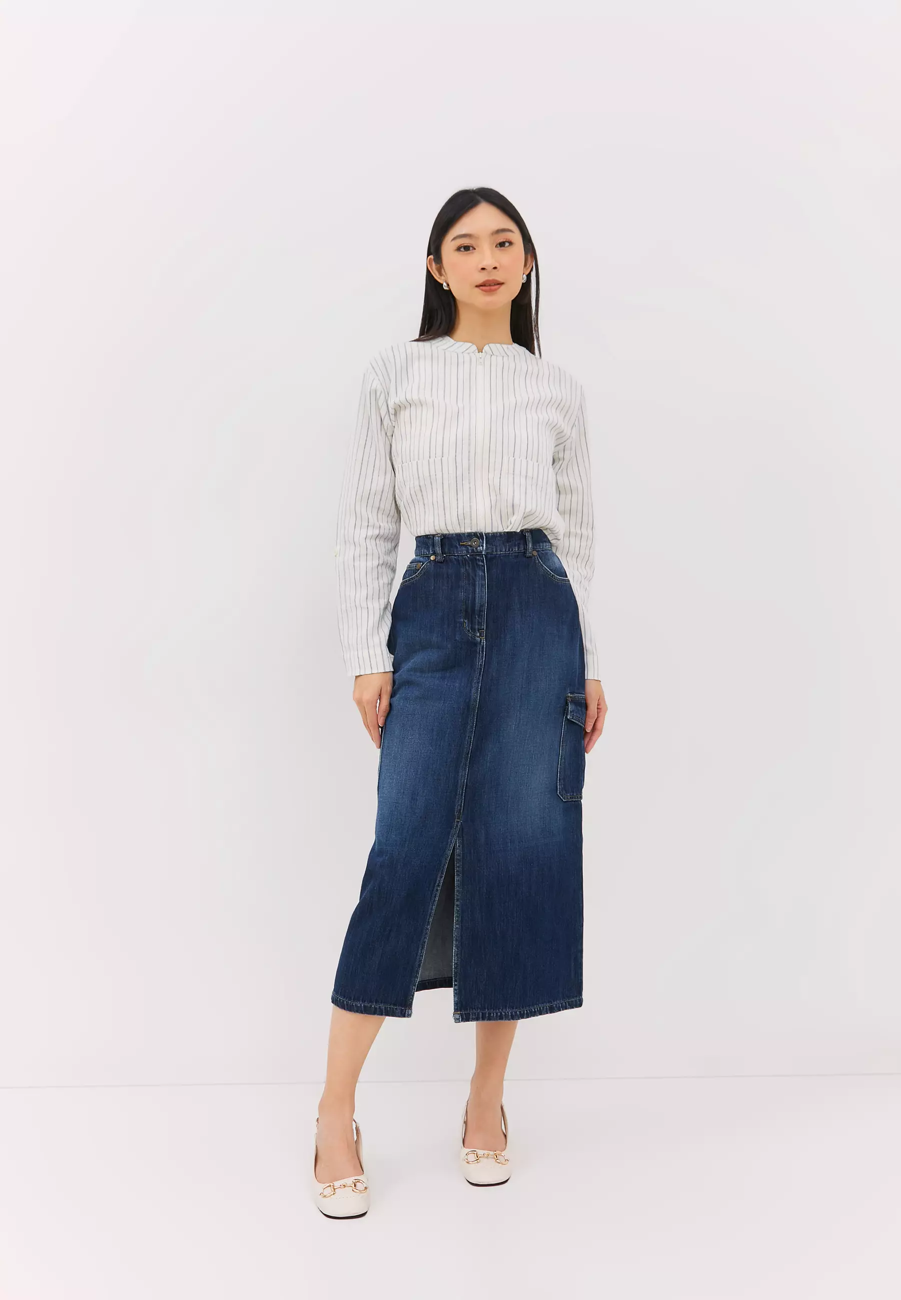 Cargo Dark Blue Denim Skirt (G.2201)