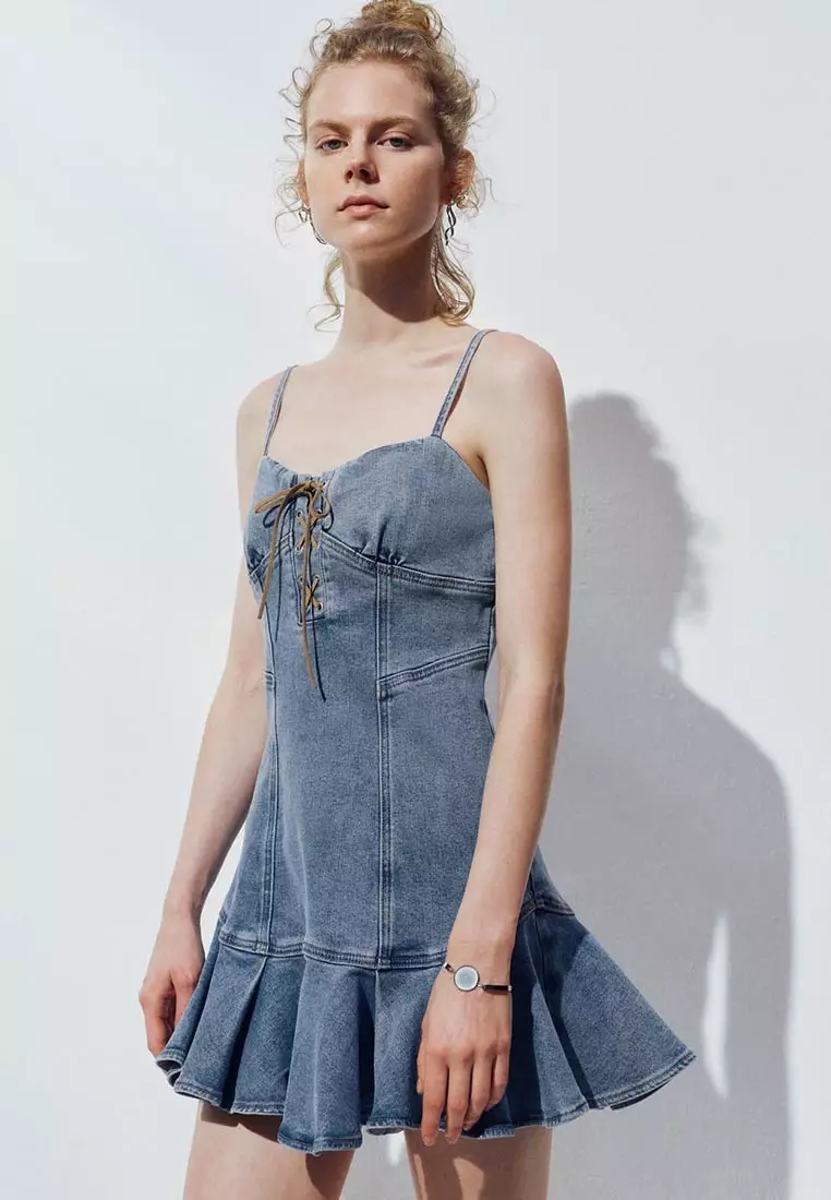 urban revivo denim dress Womens Clothing Wood Wood Cut Out Denim Dress TikTok URBAN REVIVO Women's Casual Denim