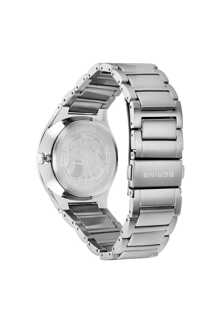 Men's Silver Titanium Strap with Titanium Links and Grey Dial Quartz Watch - 11739-772