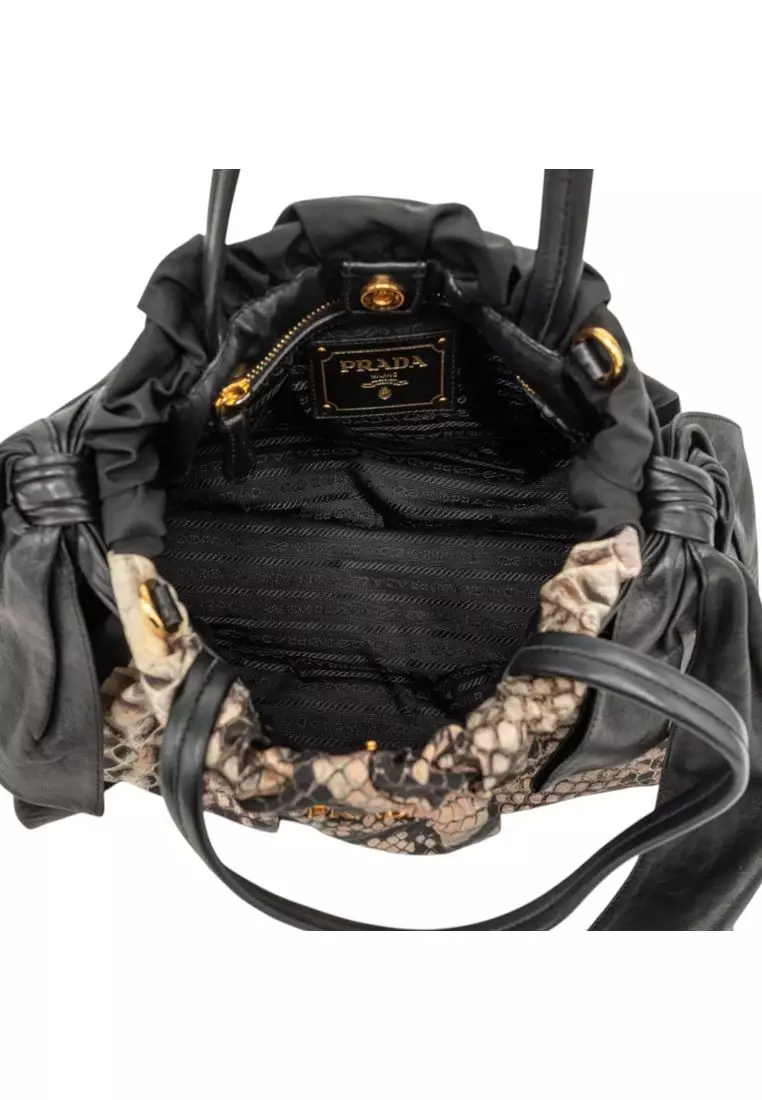 Pre-Loved Prada Tessuto Python Print Bow Satchel