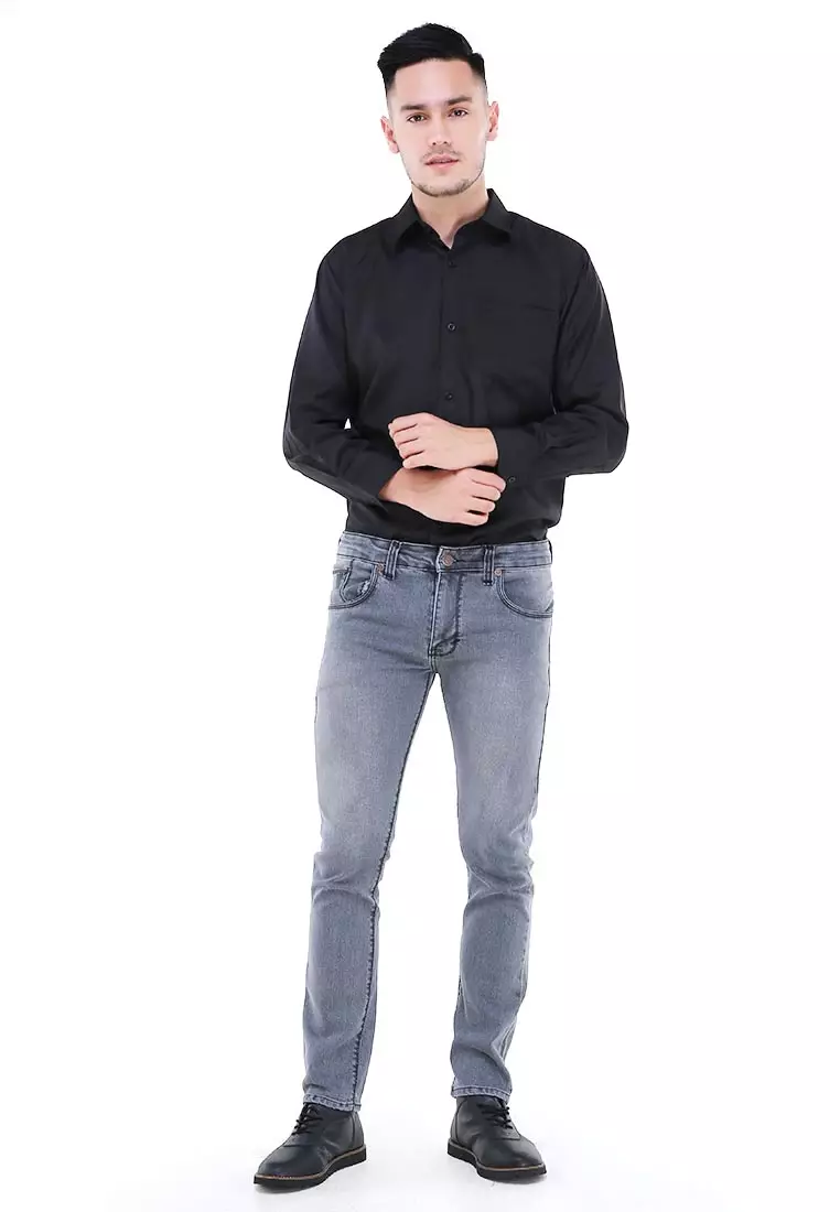 Locko Celana Panjang Denim Pria Semi Slim Fit Casual Long Pants Material Jeans ORIGINAL
