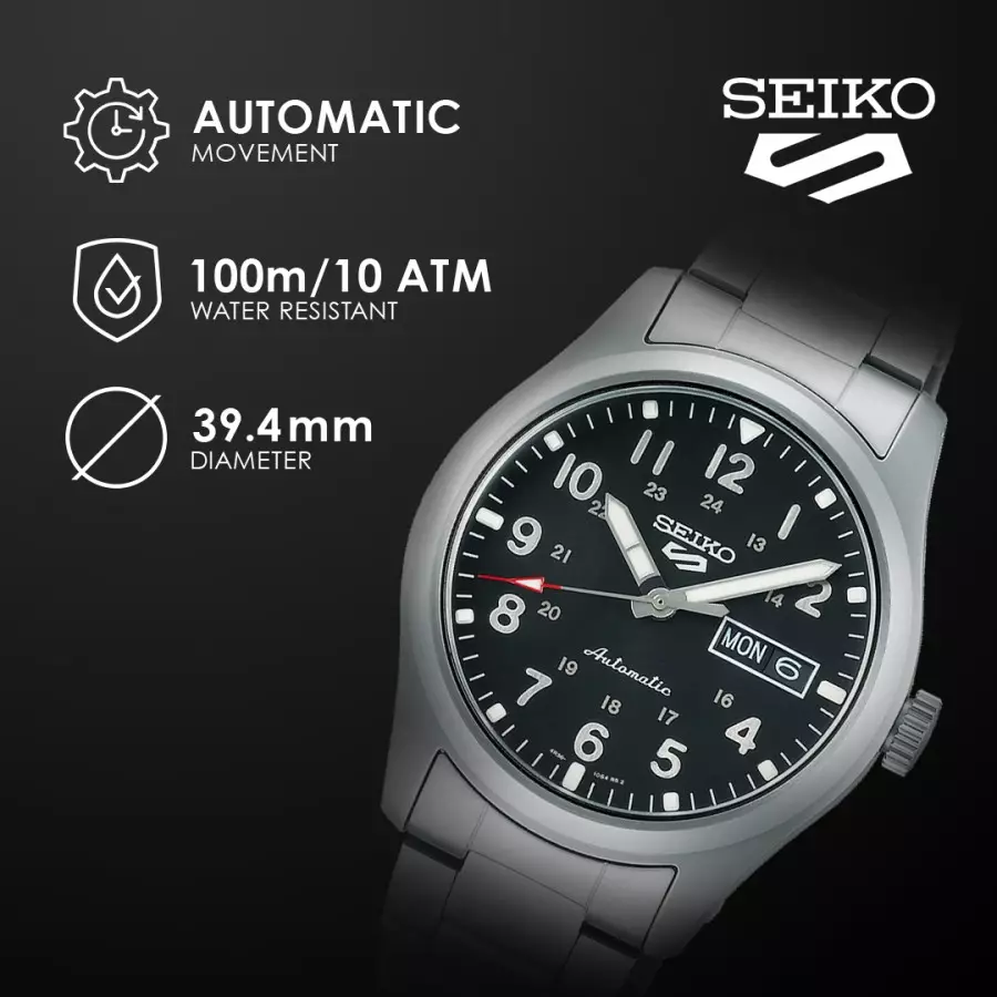 Seiko SRPG27K1 Silver Dasar Hitam Cowok
