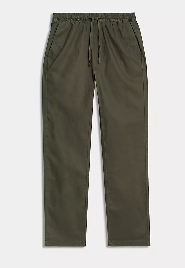 Tapered Fit Linen Blend Trousers