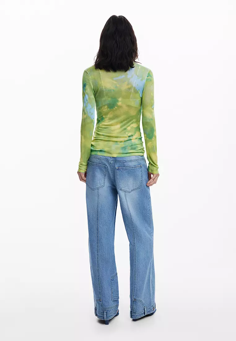 Watercolor draped fine sweater