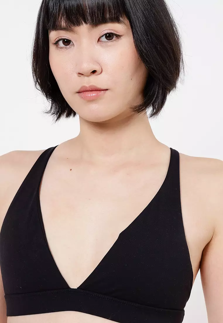 Ultra Soft Deep Plunge Cross Back Crop Bra