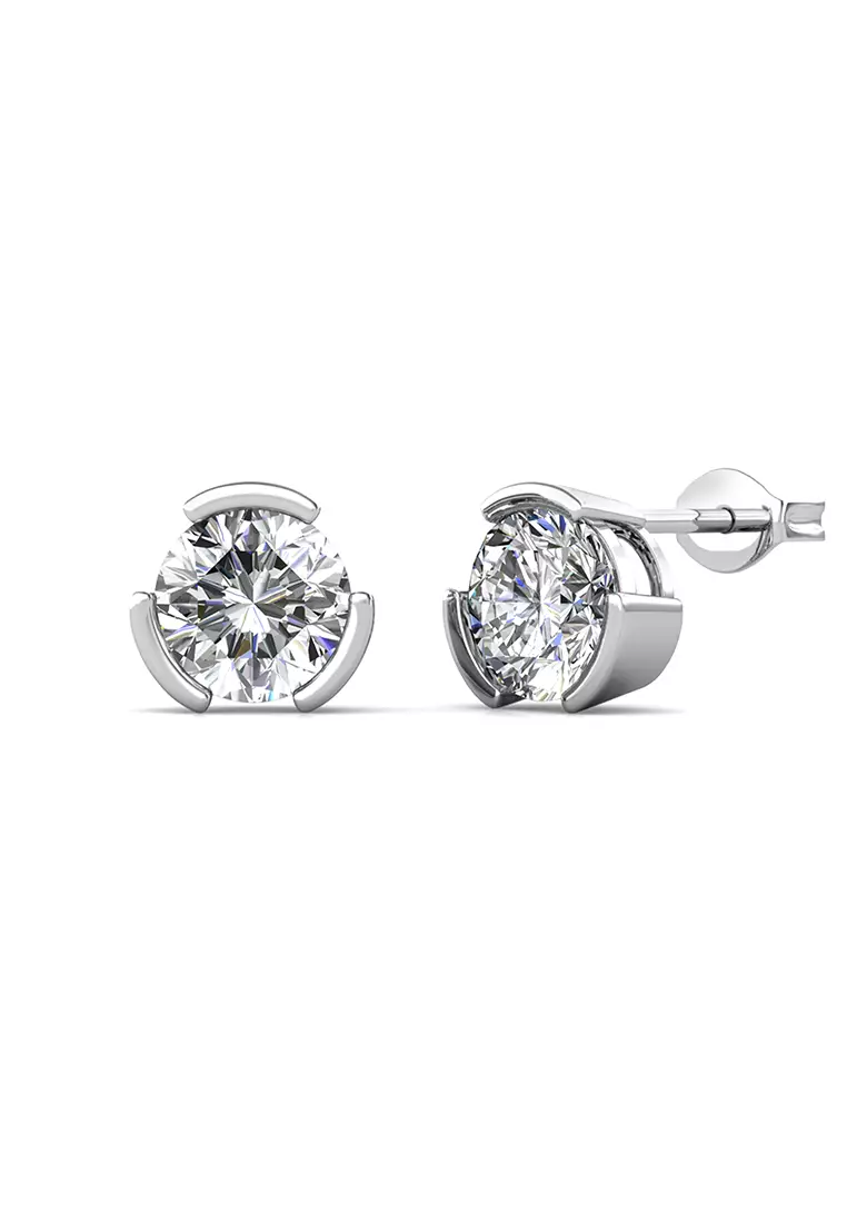 Berlian Moissanite Esquerre Earring WG [GRA CERTIFICATE MOISSANITE DIAMOND] - Anting 1 CT Moissanite Diamond with 925 Silver Celesta Moissanite