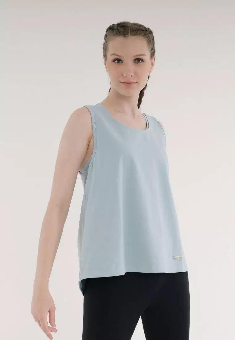 Kine Knotted Tank Top, Baju Olahraga Wanita - Sterling Blue