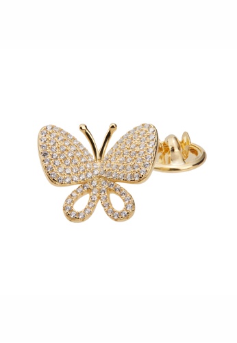 SHANTAL JEWELRY gold Cubic Zirconia Gold-plated Silver Simply Butterfly Brooch SH814AC69AOKSG_1