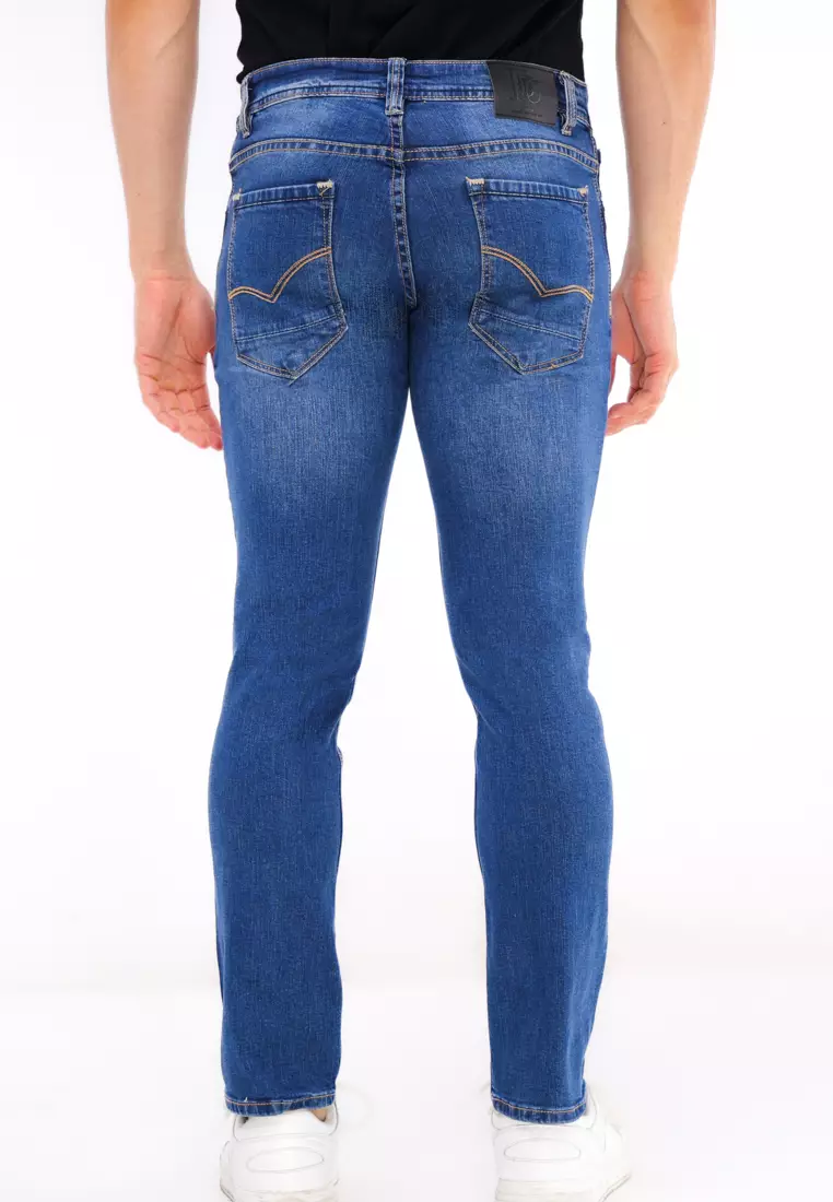 Denim Long Pants Slim Tapered Fit Stretch