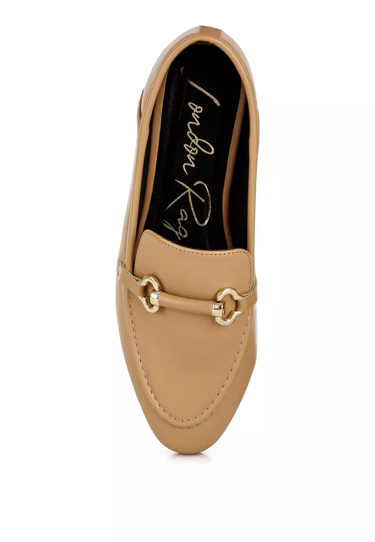 Horsebit Embellished Loafers in Tan