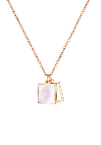 CELOVIS white and gold CELOVIS - Lenora Mother Pearl on Square Frame Pendant Necklace in Rose Gold 7C3CCAC29247A1GS_1