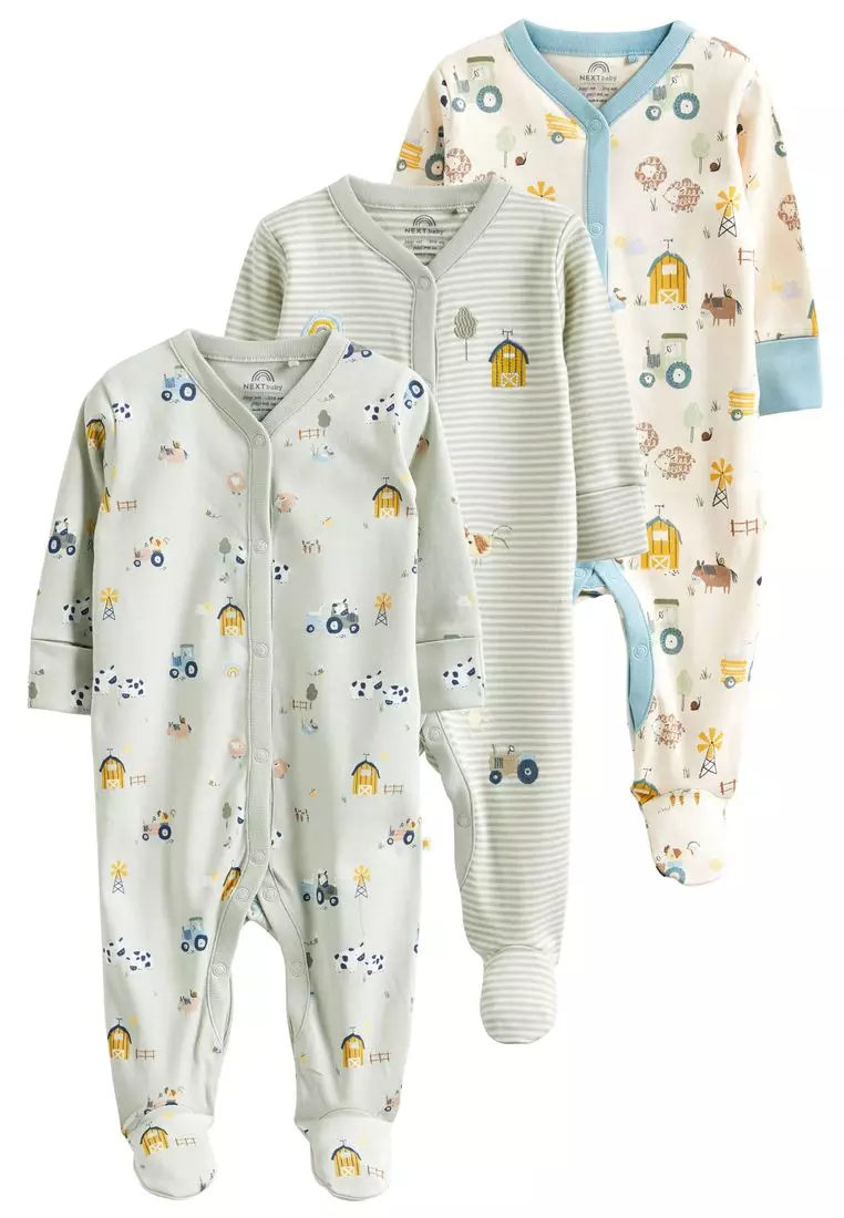 Cotton Baby Sleepsuits 3 Pack