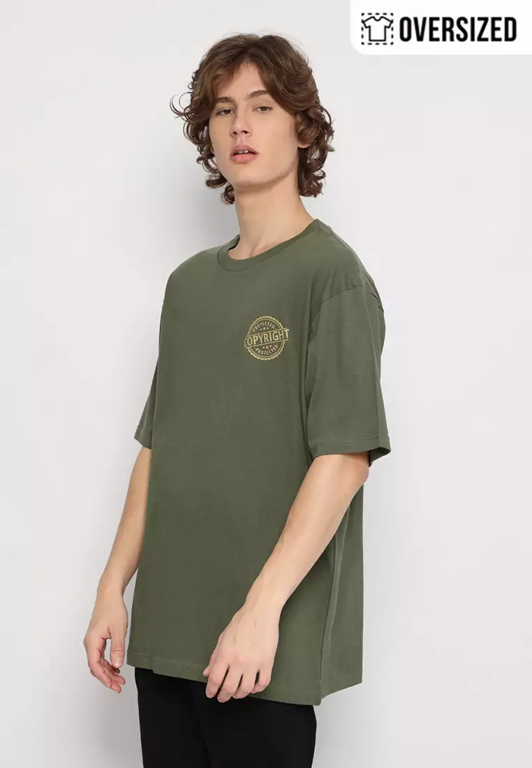 RBJ T-Shirt Cotton Green Forest Oversized Pria 2079230301