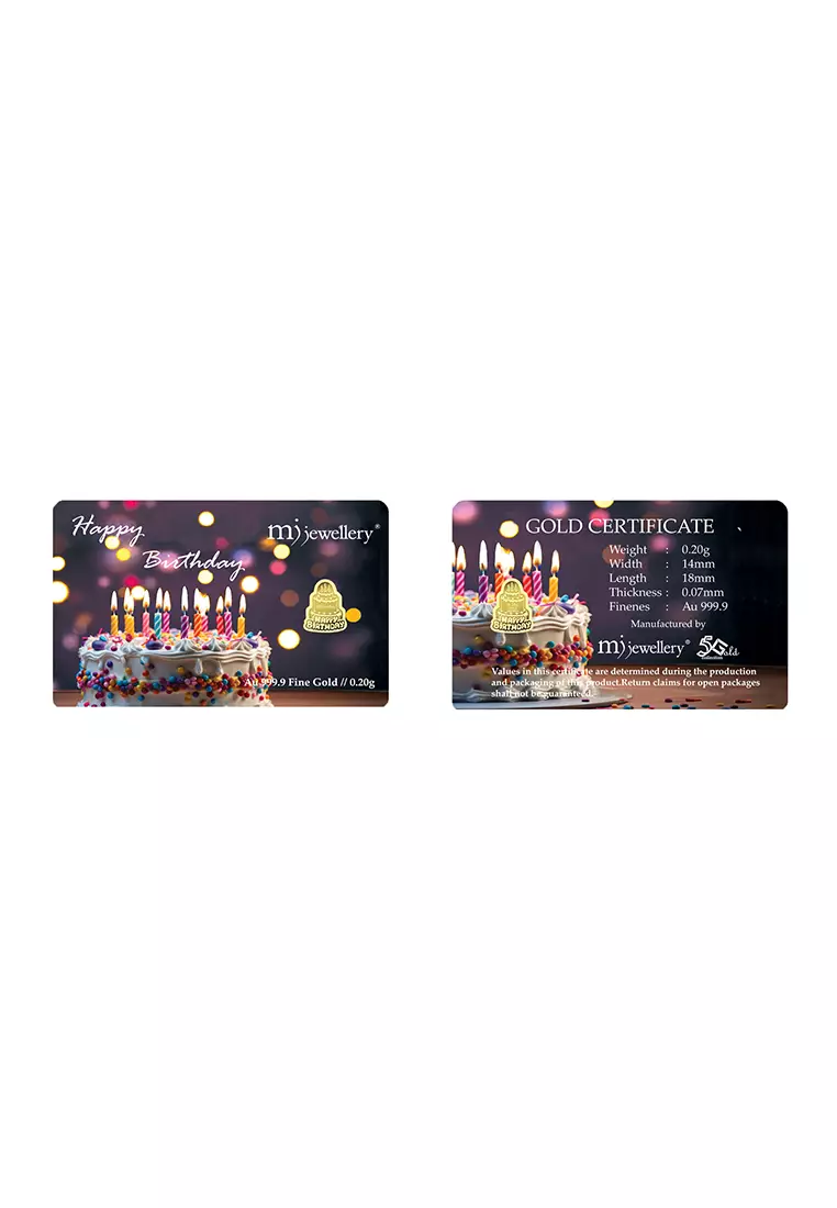 5G Gold Collection 999.9/24K Happy Birthday Series Gold Bar (0.2g)