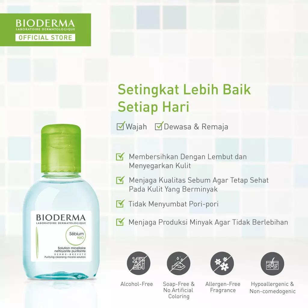 Bioderma Sebium H2O 100 ml - Micellar Water untuk Kulit Kombinasi / Berminyak / Berjerawat