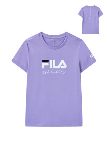 FILA purple Athletics Collection Women's FILA Logo T-shirt 35DF2AA1CD92ADGS_1