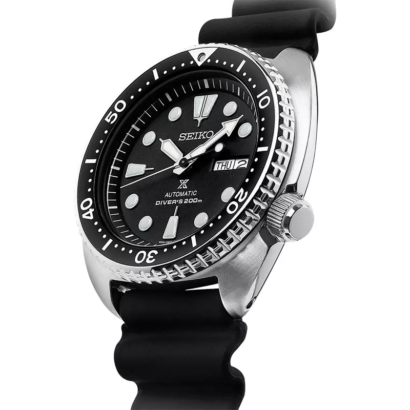 Jam Tangan Pria Seiko Prospex SRPE93K1 Turtle Automatic Divers 200M Black Dial Black Rubber Strap