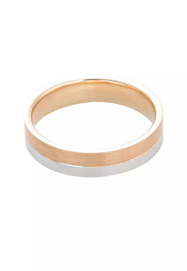 LITZ 18K 白金與玫瑰金男士戒指 PJ-MR076M