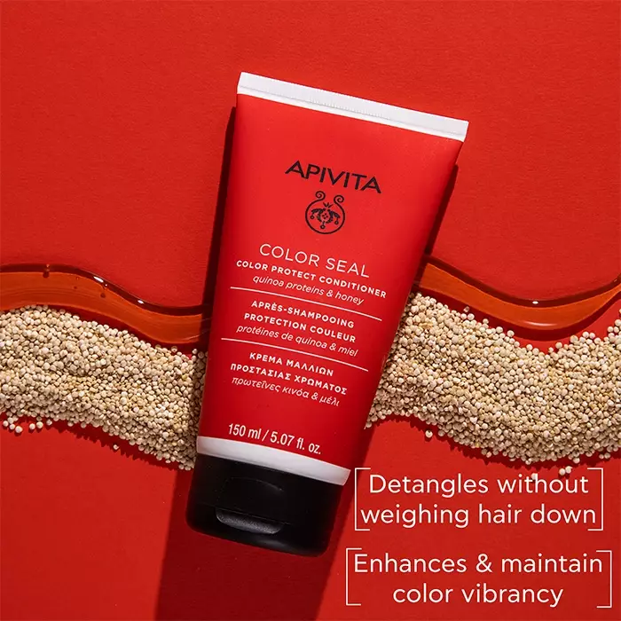 Apivita Color Seal Color Protect Conditioner 150 ml | Perawatan Conditioner Non SLS Quinoa Protein dan Madu untuk Rambut Berwarna dan Highlight Menghidrasi Menjaga Warna Rambut