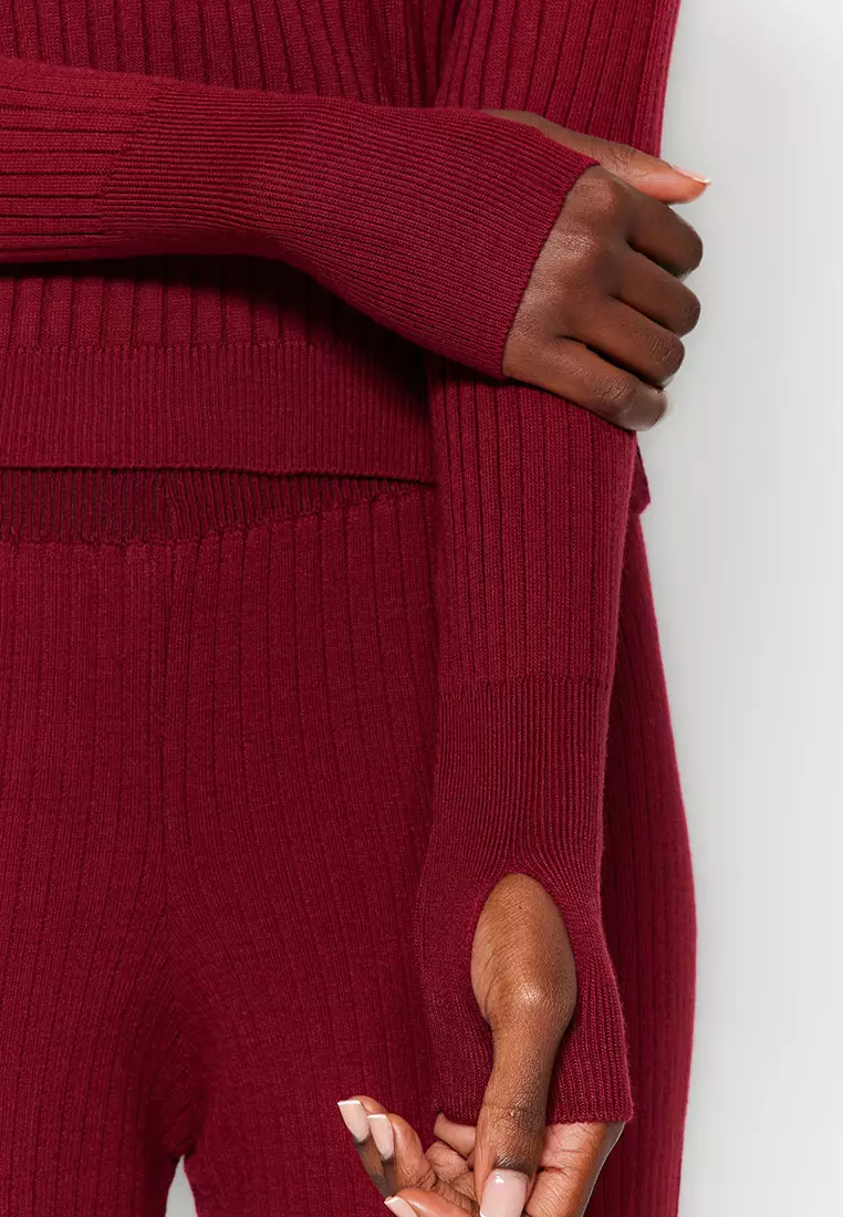 Ribbed Knitted Sweater and Pants Sets