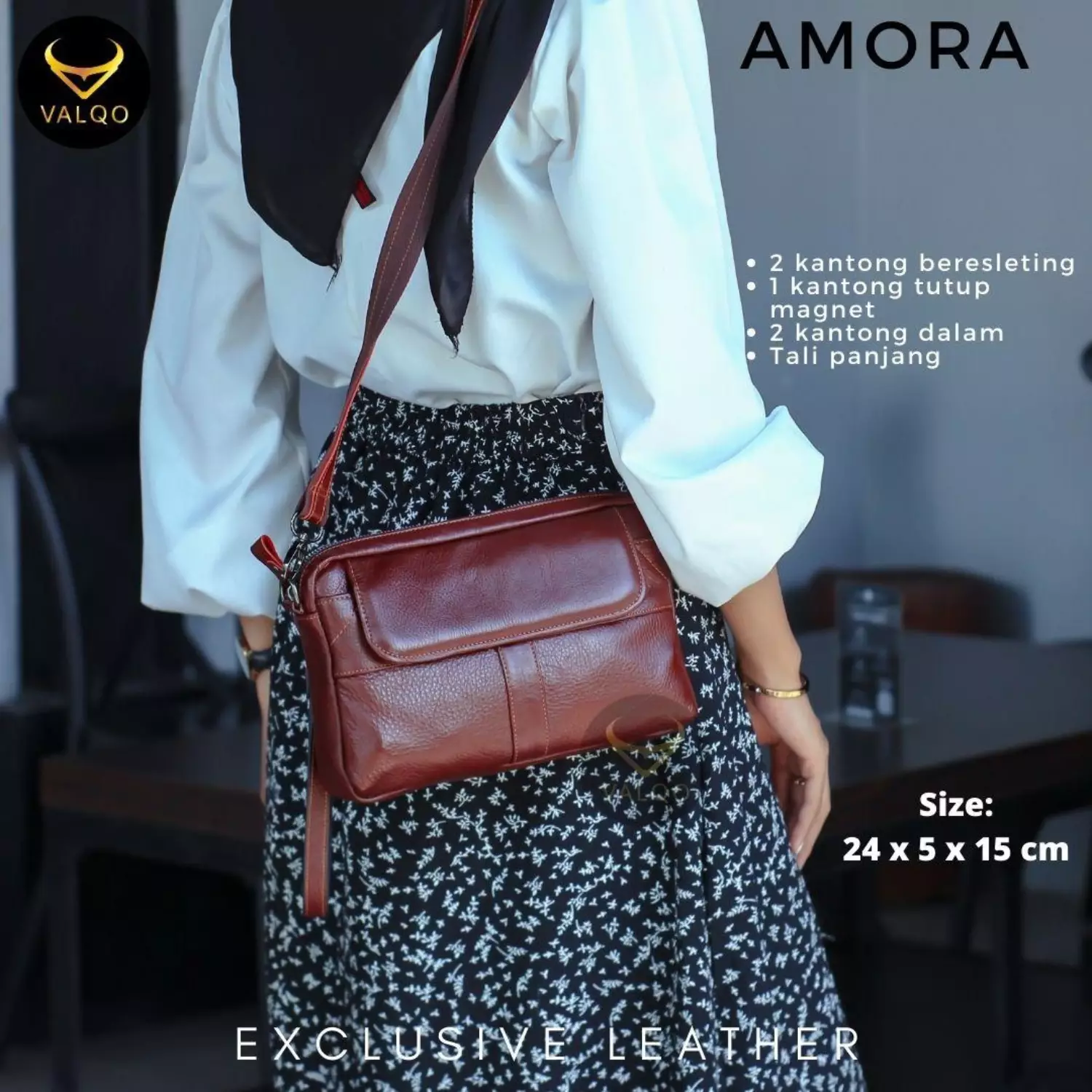 Amora Tas Selempang Kulit Asli Wanita