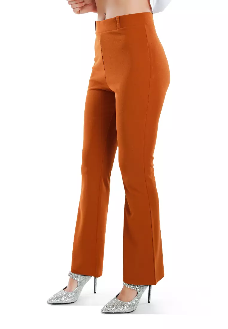 Brown Flared Cut Trousers