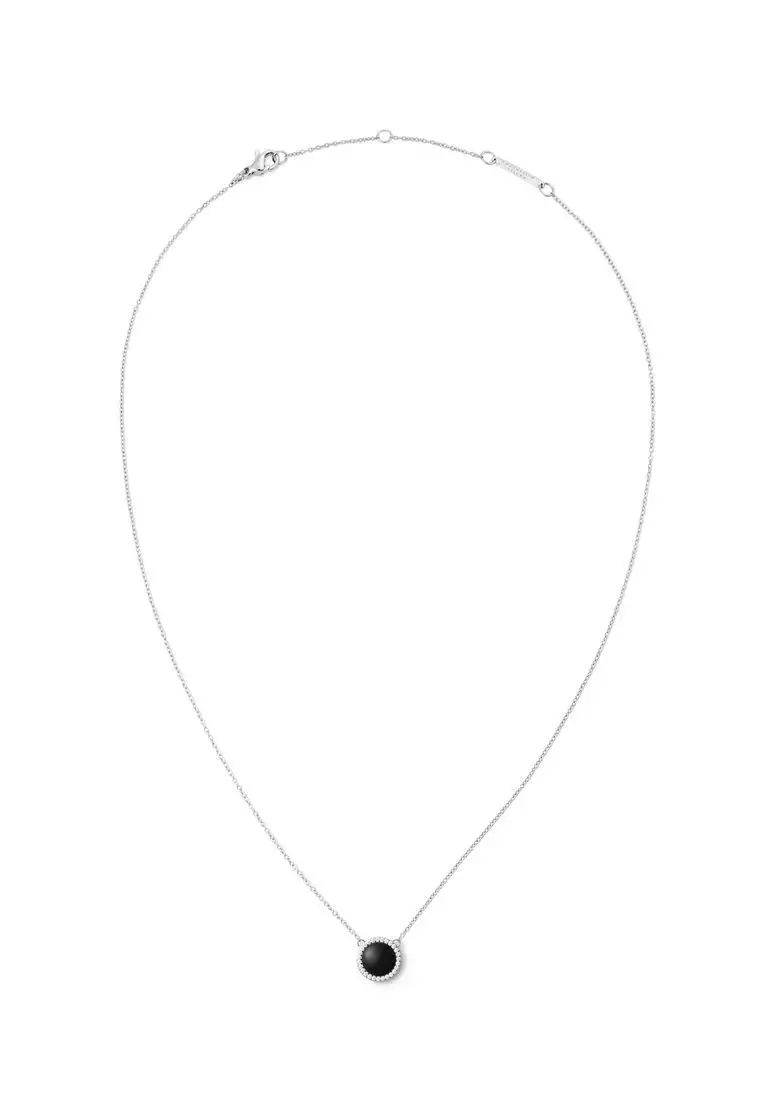 Audrey Necklace Black Agathe Silver - Unisex Necklace for women and men stainless steel Necklace DW Official Authentic Original kalung perempuan lelaki DW