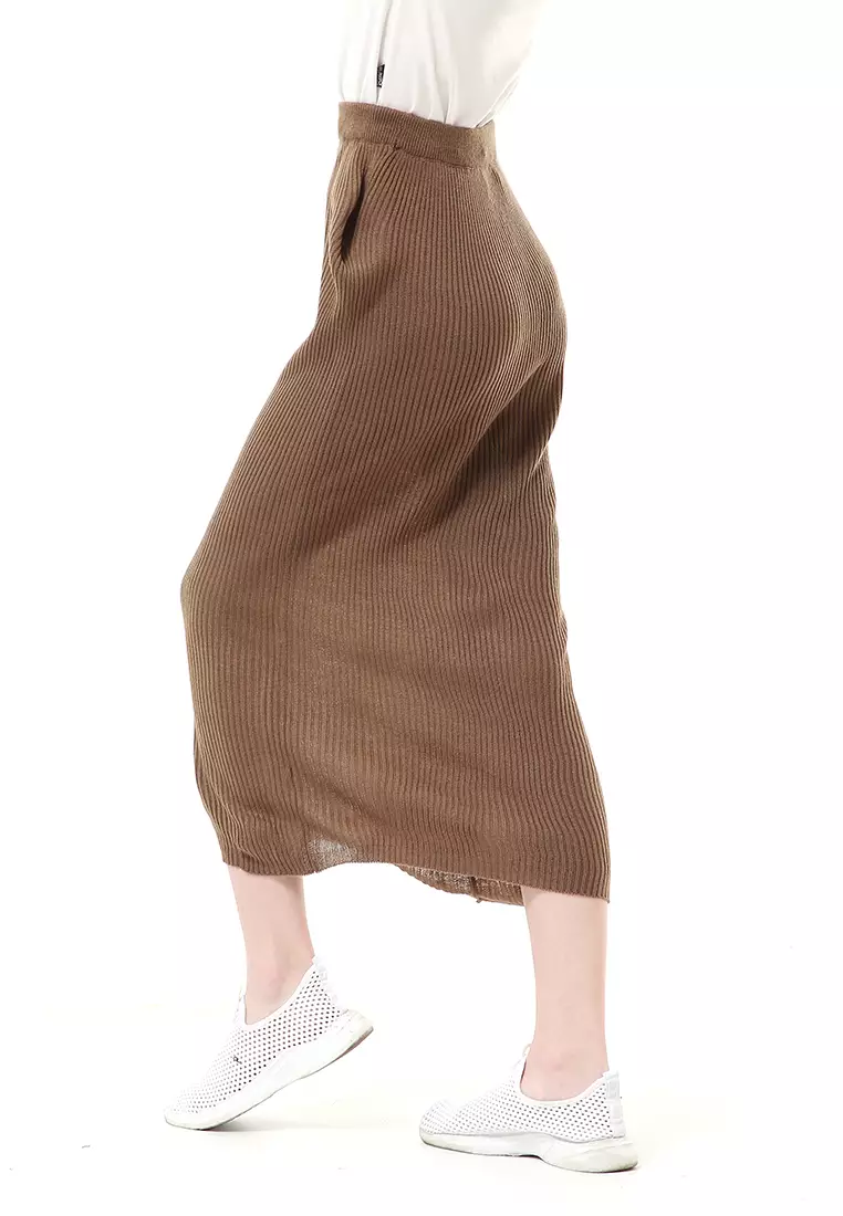 Deliana Rok Rajut Kancing Bawahan Wanita Premium Quality - Bronze