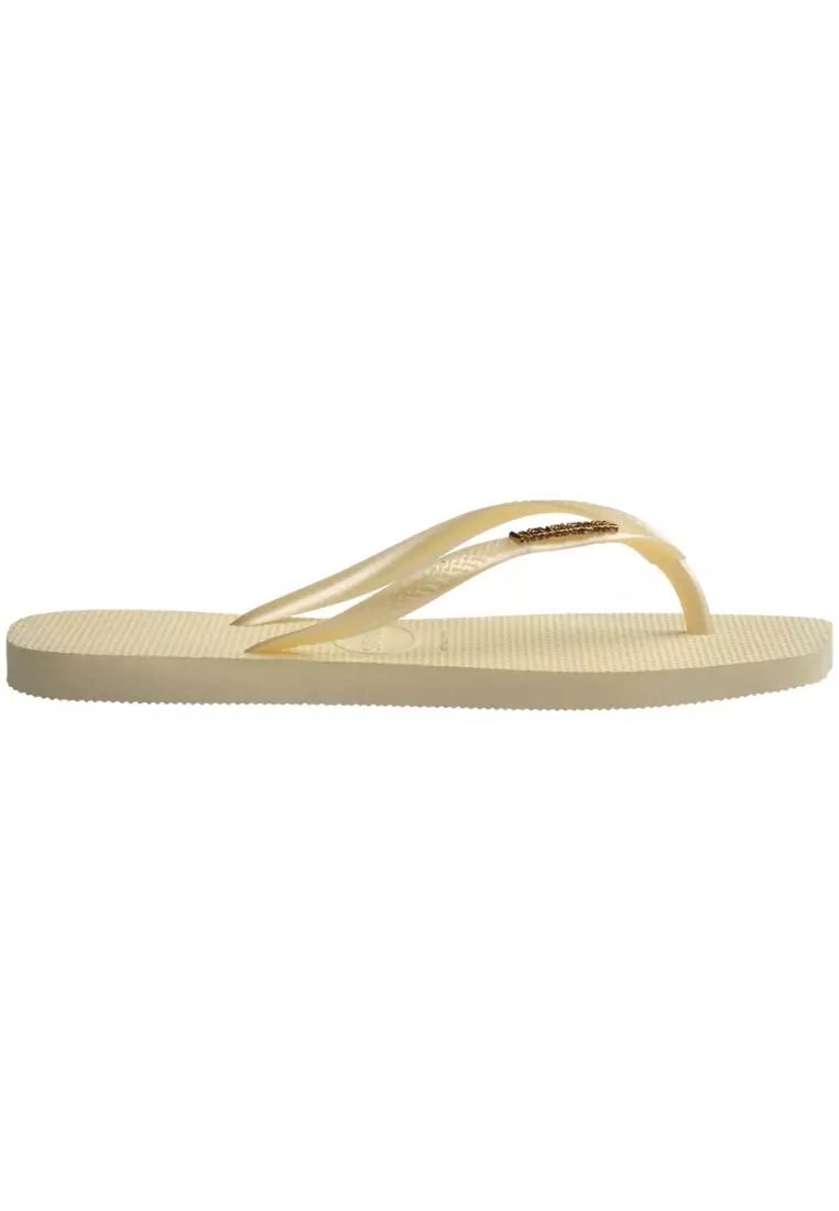Havaianas Women Slim Square Logo Metallic Flip Flops - Buttercream