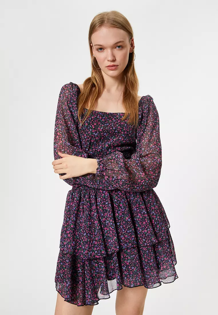 sachin and babi light blue dress Black Velvet-Chiffon Flounce Maxi Dress  shopaleena