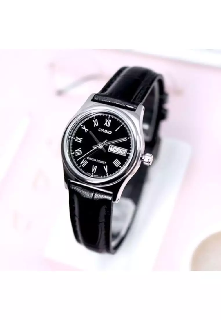 Women's Analog Watch LTP-V006L-1B Black Leather Watch