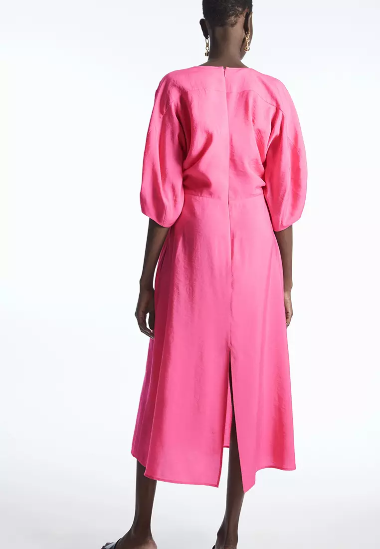 Buy COS Puff-Sleeve Midi Dress Online | ZALORA Malaysia