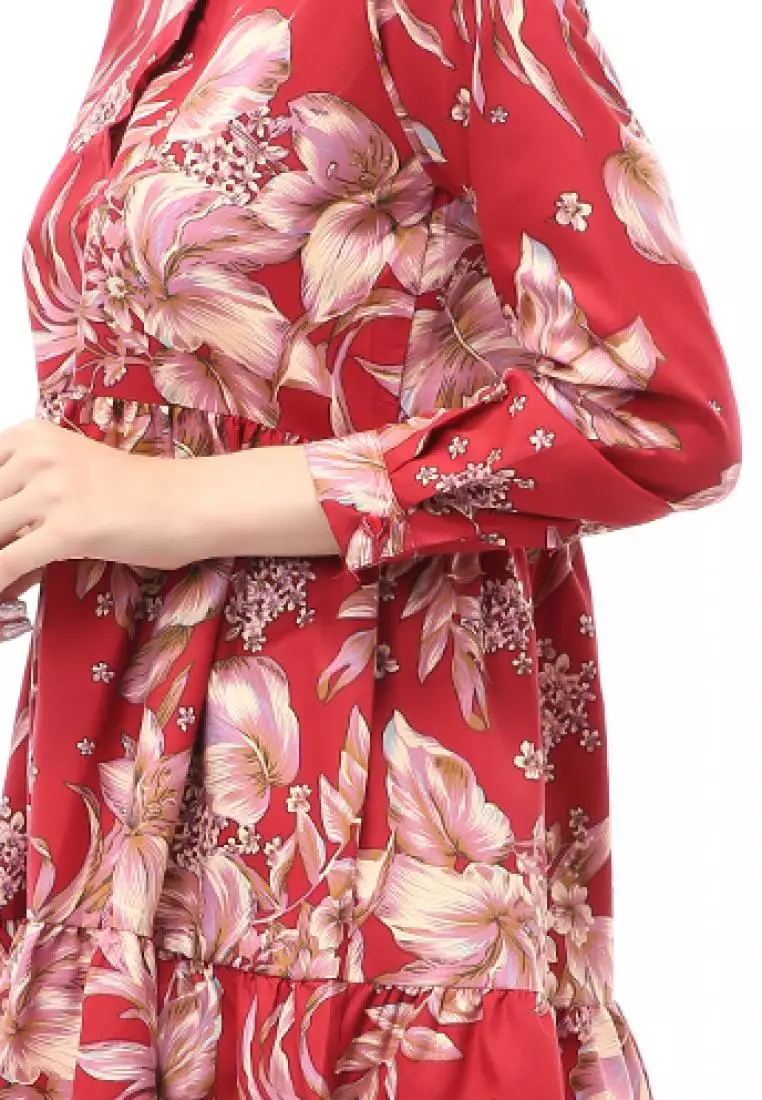 Sania Tunik Muslimah Atasan Wanita Long Sleeve Free Face Mask Premium Quality - 6 Maroon