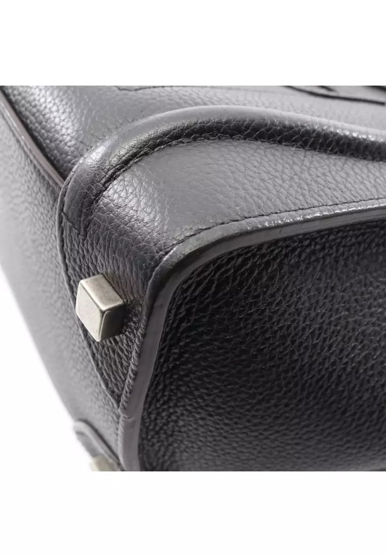 Pre-Loved Celine luggage micro shopper Handbag tote bag leather black