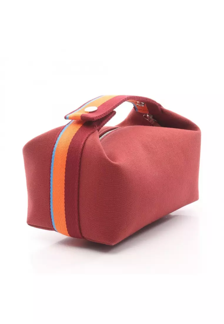 Pre-Loved Hermès Bride-a-Brac PM Hpavilion Rouge Ash Handbag canvas Brown multicolor silver hardware