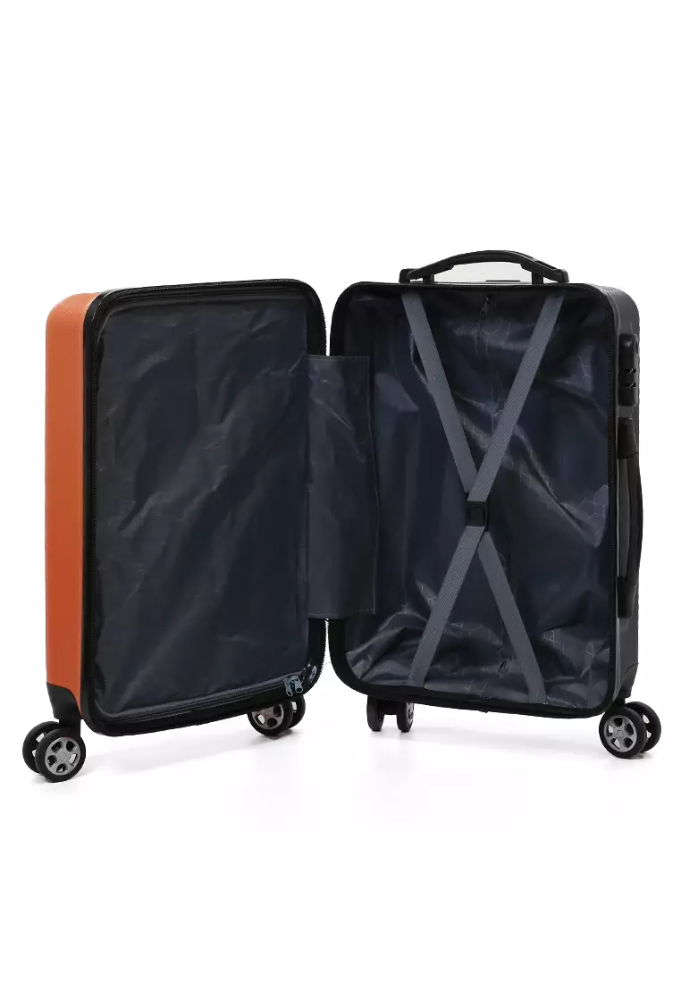 Carlton Koper Hardcase Unisex Size 20 Inch Dual Tone Color Large Compartment Suitcase Code Lock System Material ABS+PVC Coated ORIGINAL - Orange Blue