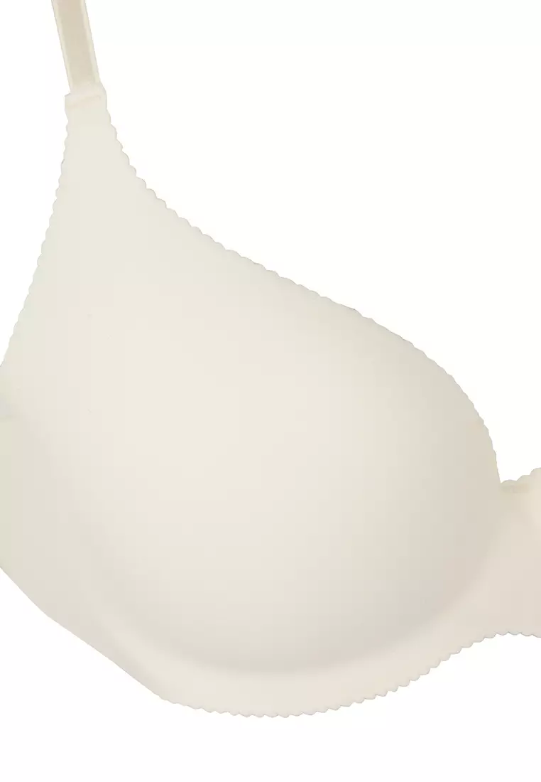 Ecru Micro Seamless Laser Cut Coated Wire Knit Bra THMSS25SU00042