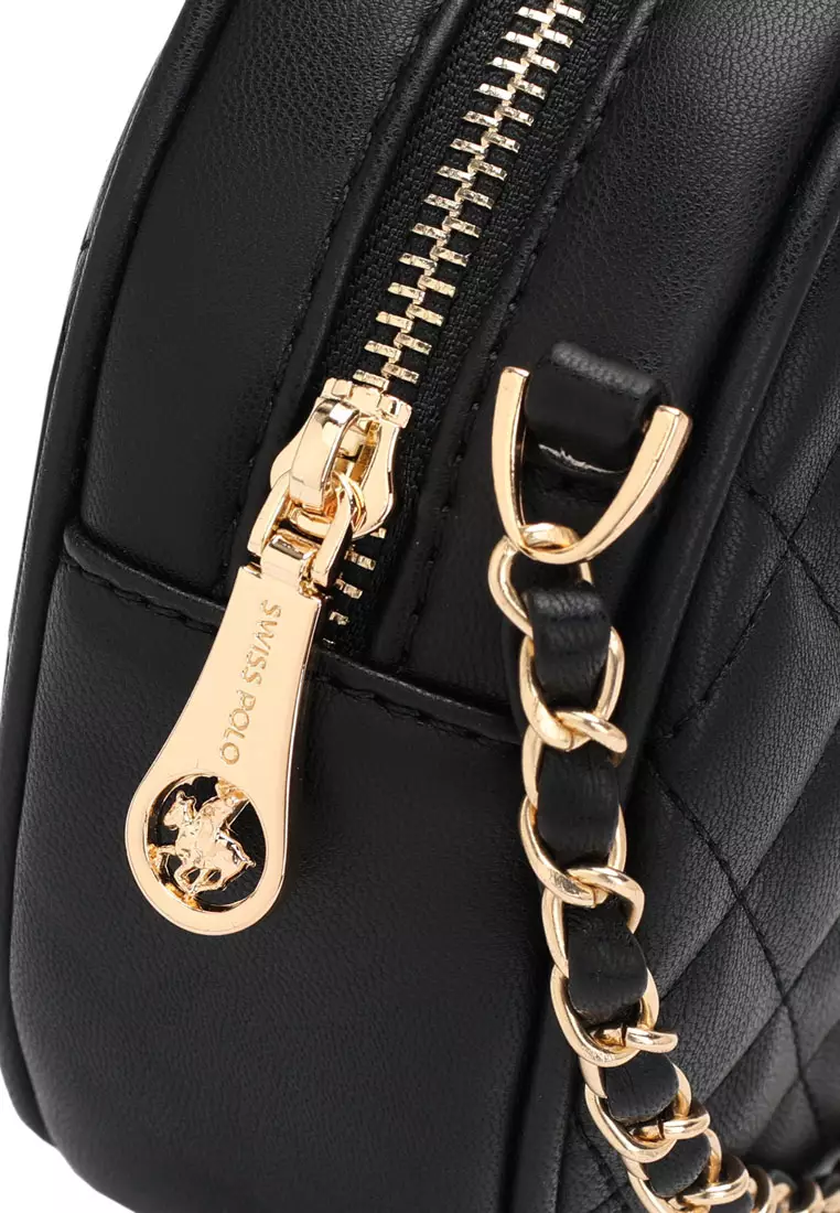 Women's Casual Chain Sling Bag / Crossbody Bag - Black